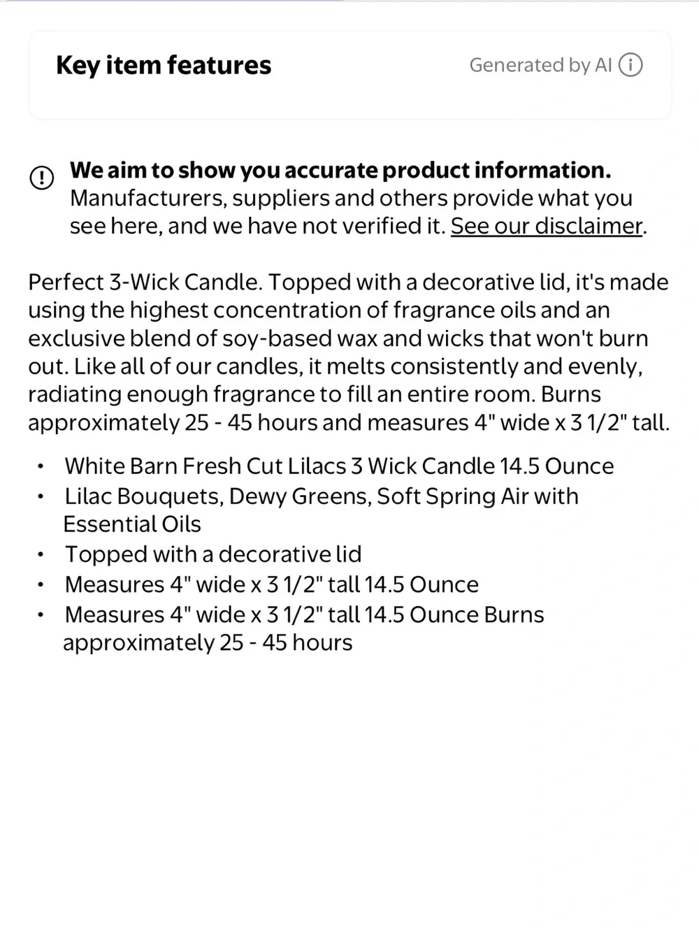 NWT White Barn 3 wick Fresh Cut Lilacs scented candle - Picture 5 of 5